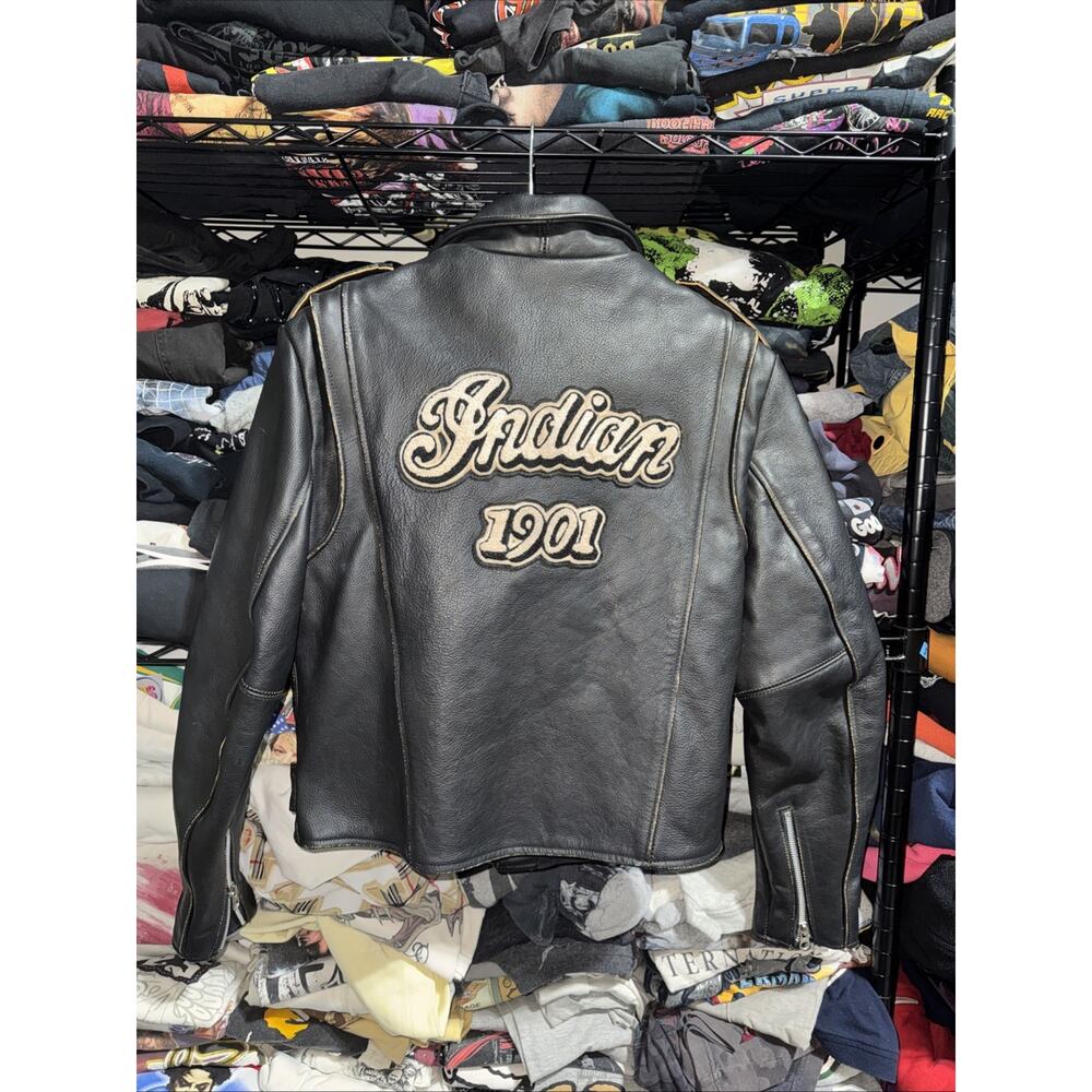 Indian Motorcycles 1901 Leather Moto Jacket Size S Embroidered Logo Unisex